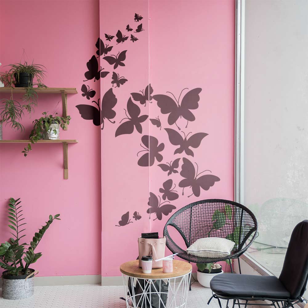Isolated Butterflies Stencil Stencilcube