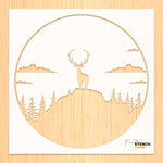 Load image into Gallery viewer, Circle with elk staying top mountiain Stencil Stencilcube
