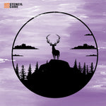 Load image into Gallery viewer, Circle with elk staying top mountiain Stencil Stencilcube
