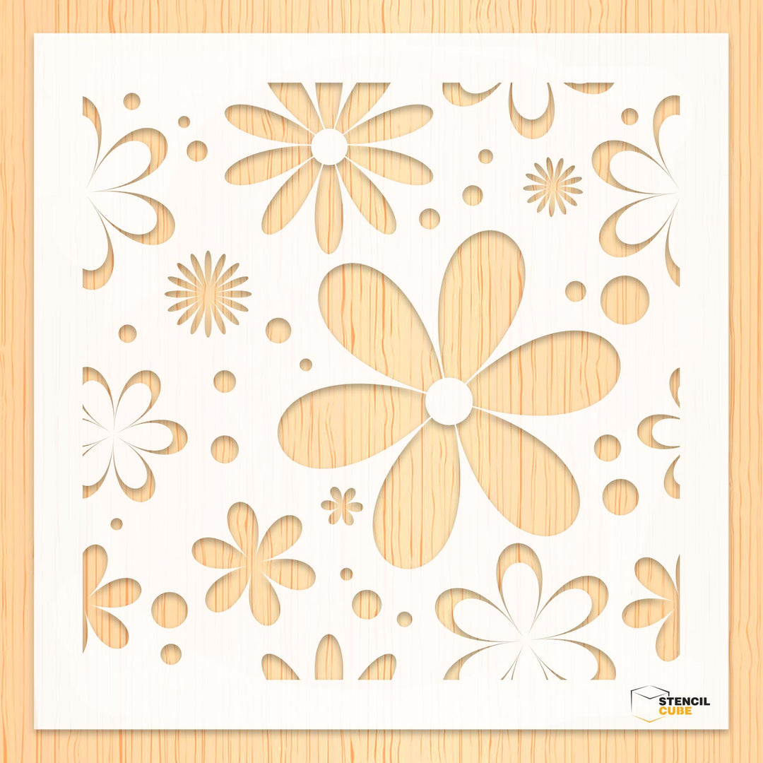 Cosmos flower pattern design stencil