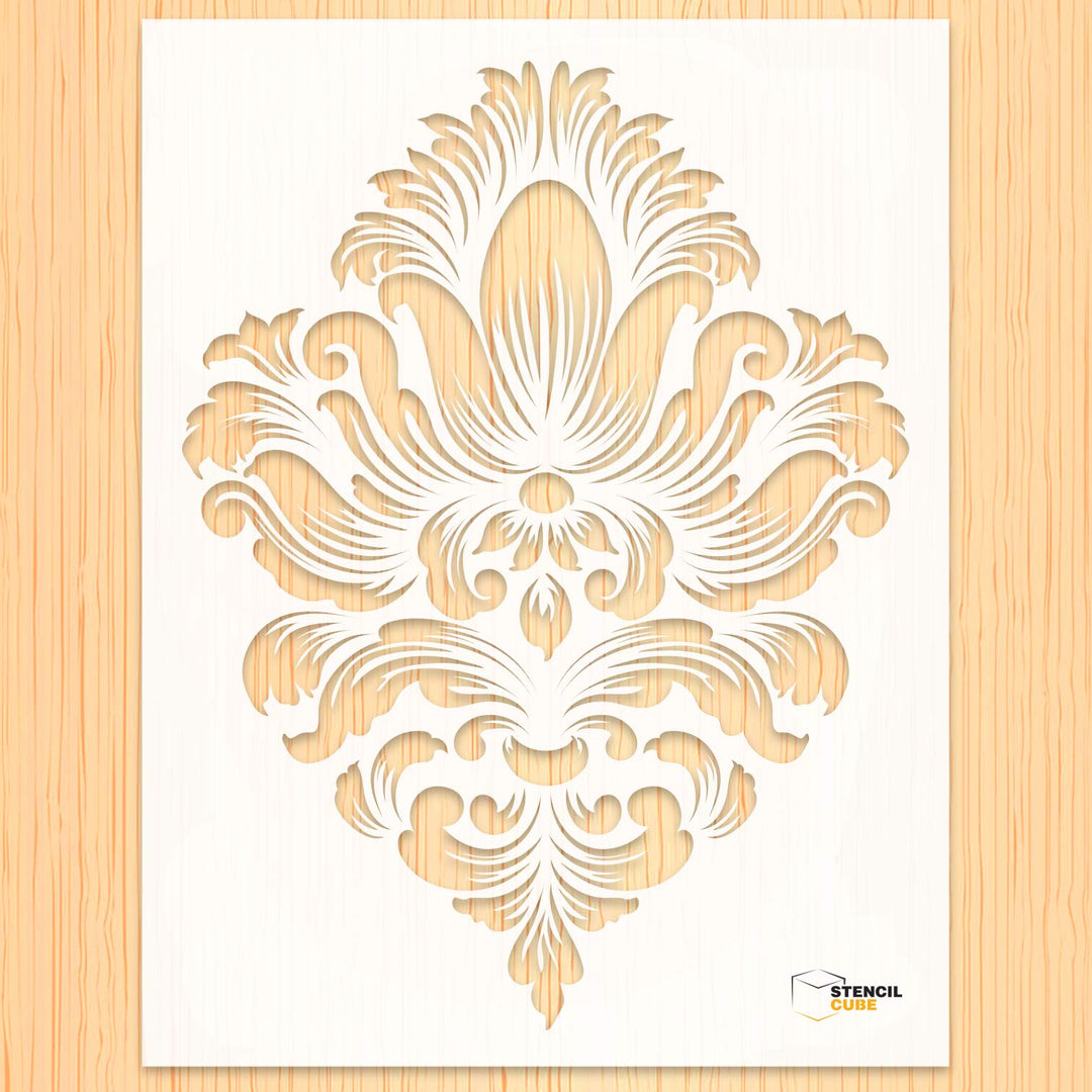 Damask central element design stencil