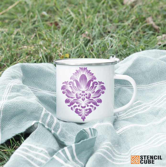 Damask central element design stencil