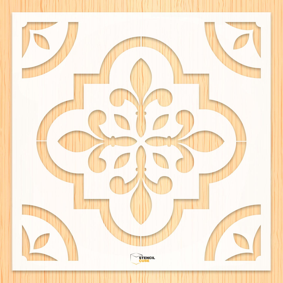 Elegent ornamental floo tile pattern stencil stencilcube