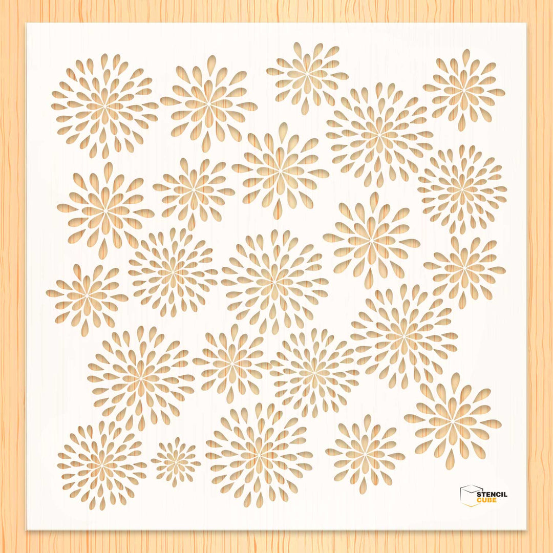 Flat floral pattern design stencil