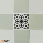 Load image into Gallery viewer, Floral ornamental floor tile pattern stencil stencilcube
