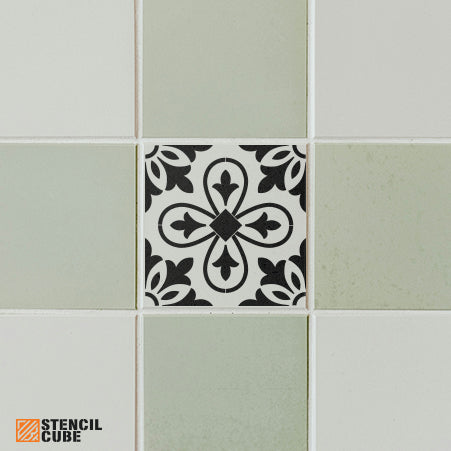 Floral ornamental floor tile pattern stencil stencilcube