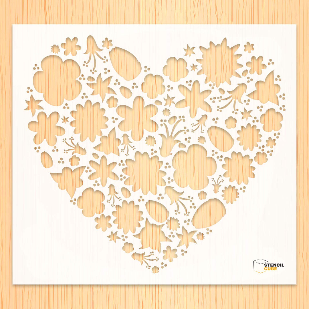 Heart shape summer Pattern stencil stencilcube