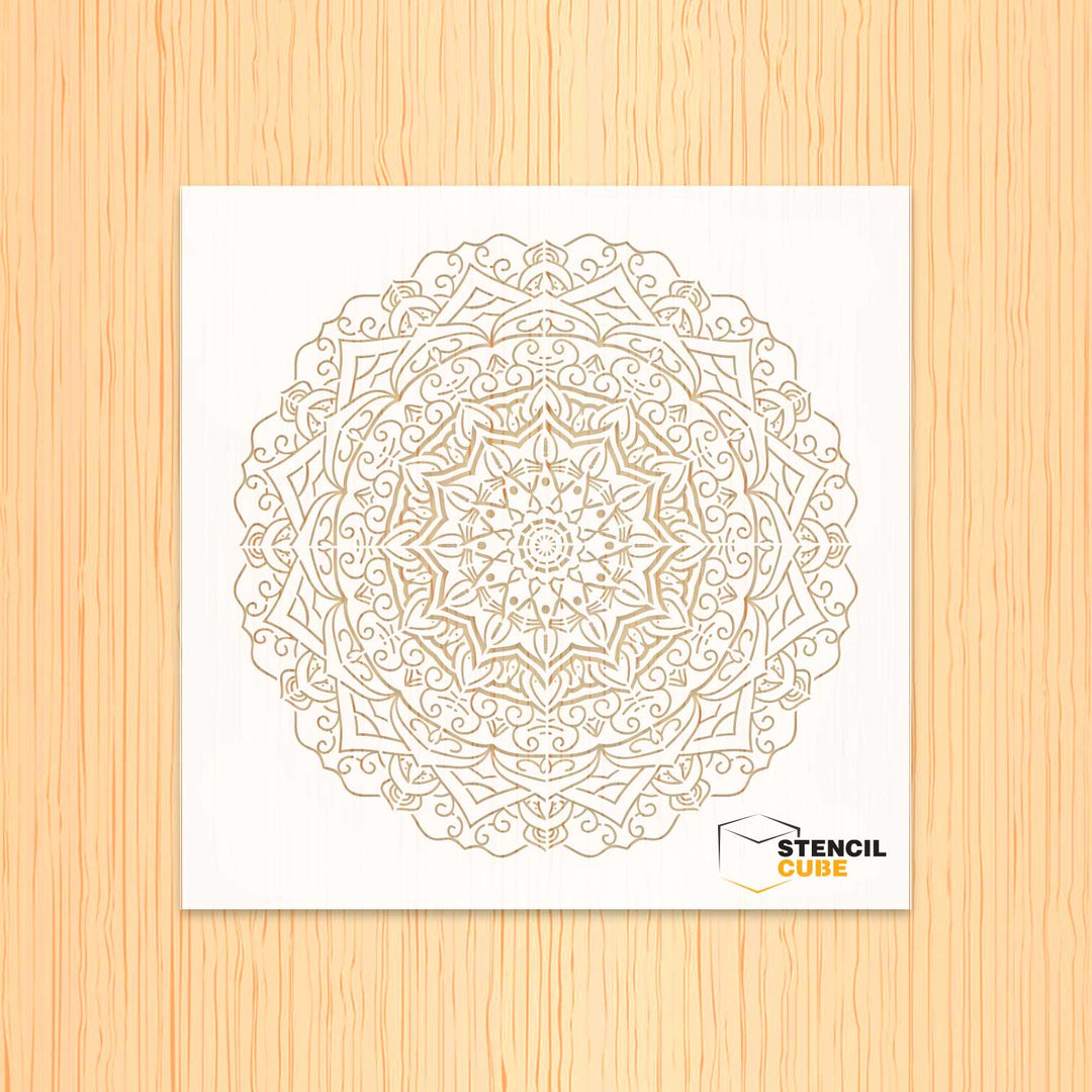 Line Art Curve Mandala Design Stencil