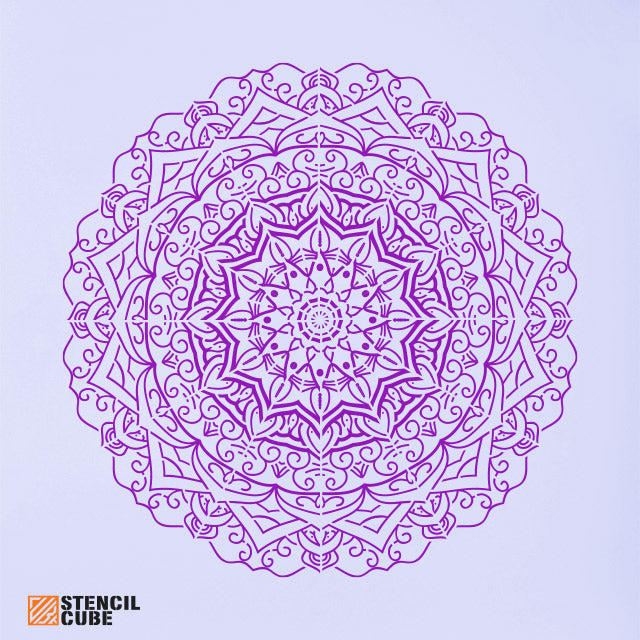 Line Art Curve Mandala Design Stencil