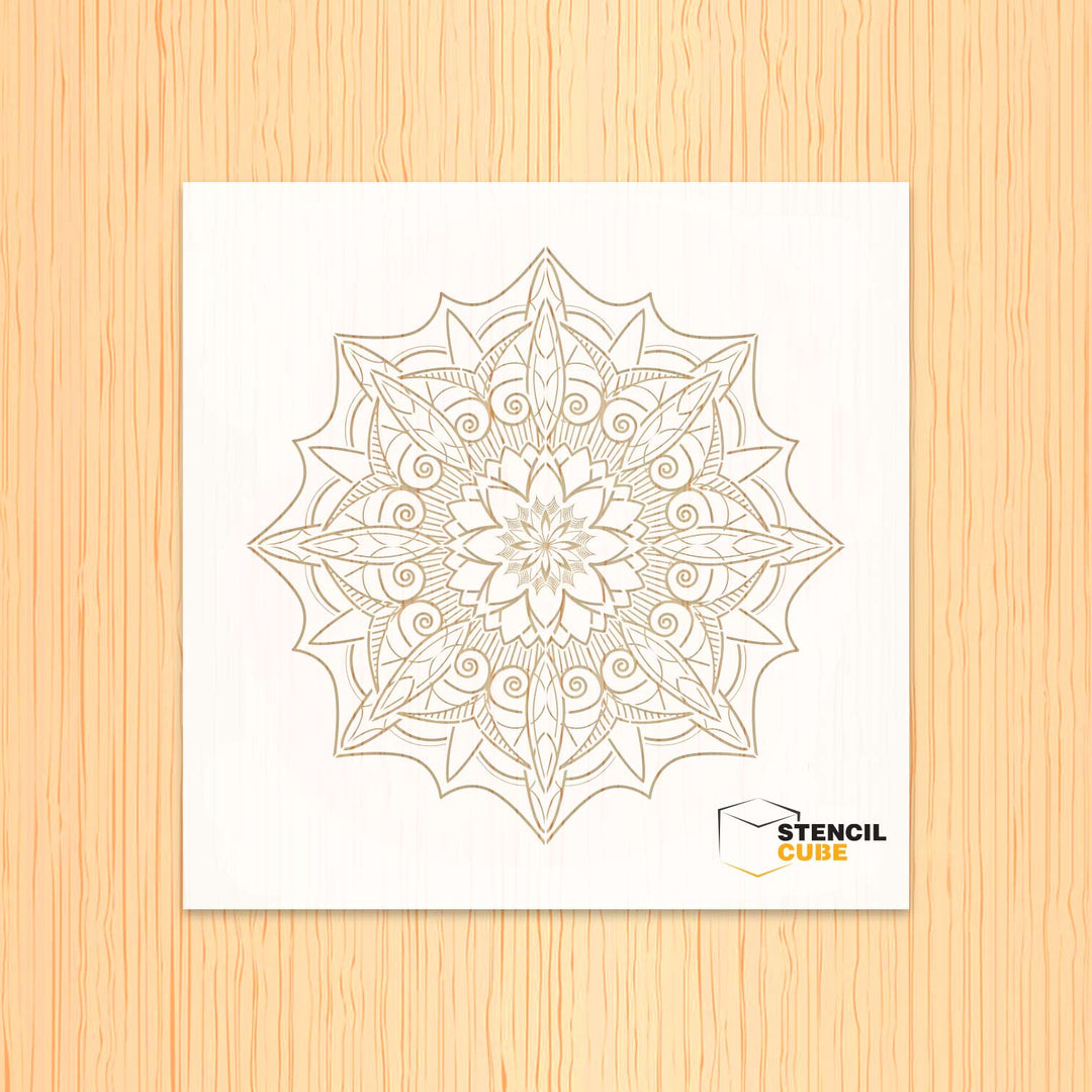 Lineal  Mandala Design With Flower Stencil