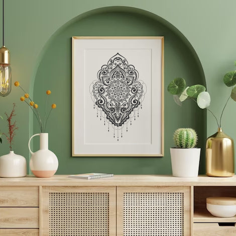 Ornamental elegent floral design stencil