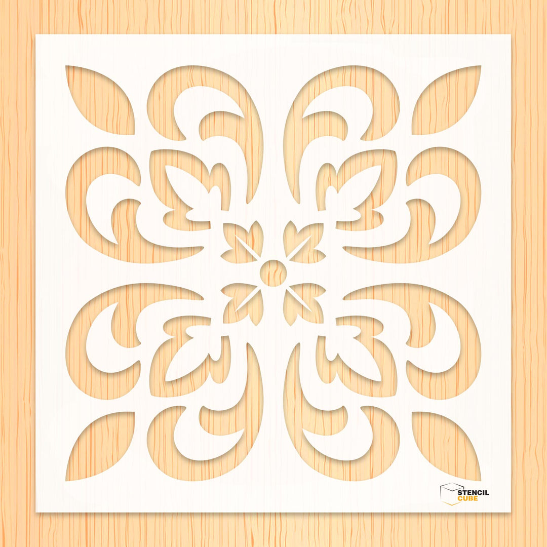 Ornamental floor tile pattern stencil