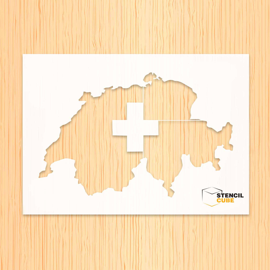 Switzerland Map Flag Stencil