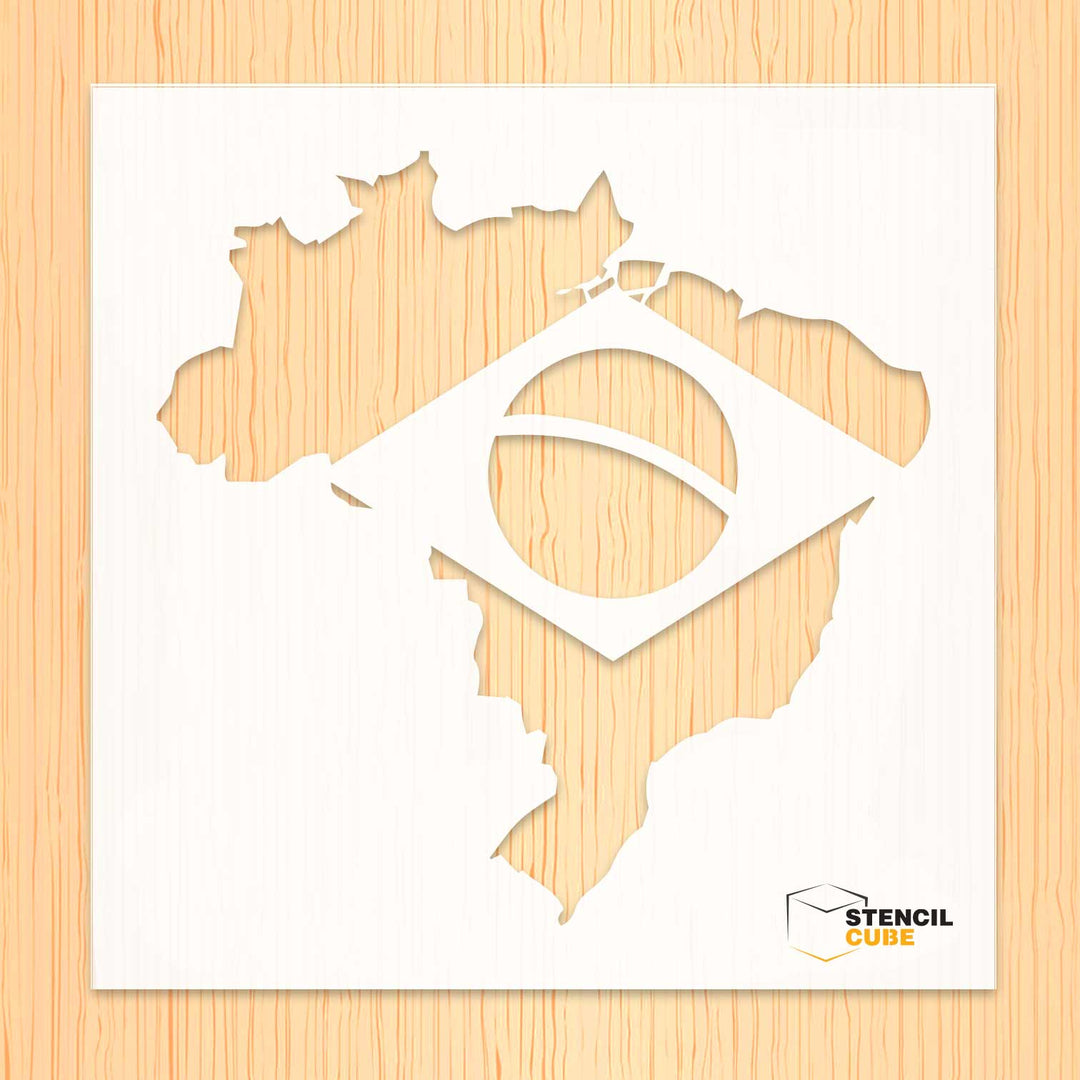 Brazil Map Flag Stencil | Stencilcube