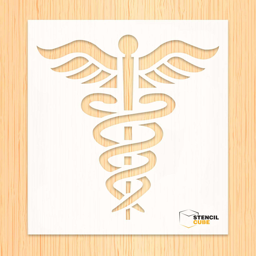 Caduceus Medical Symbol Stencil