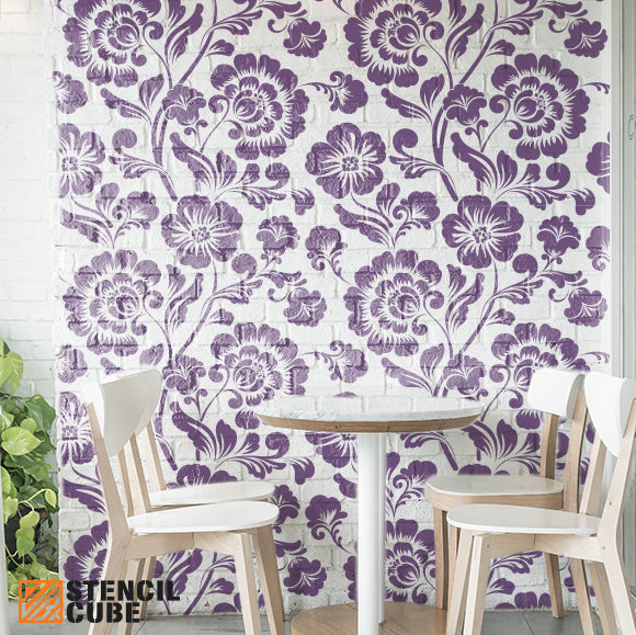 Classical luxary flower pattern stencil Stencilcube wall paint
