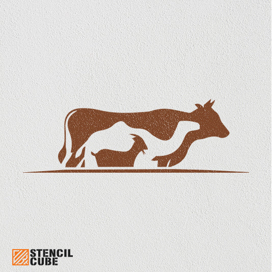 Cow Camel Goat Farm Stencil