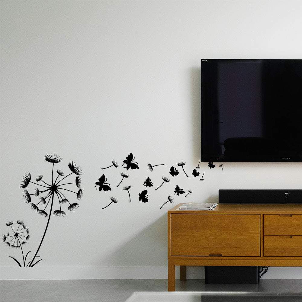 Flying Butterflies with Dandelion Seeds Stencil