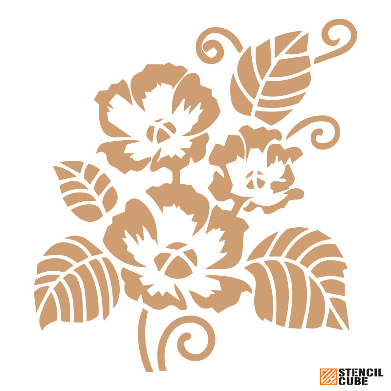 Flower with leaves Stencil