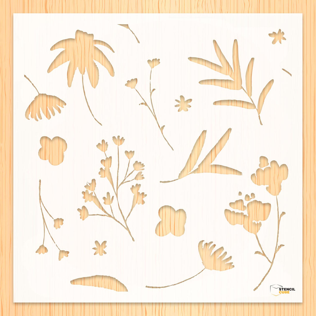 Flowers seamless pattern stencil