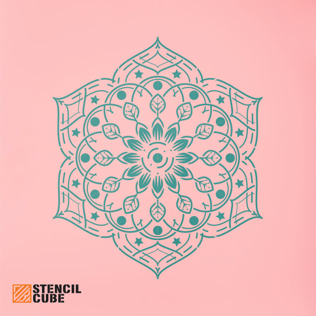 Line Art Floral Mandala Stencil