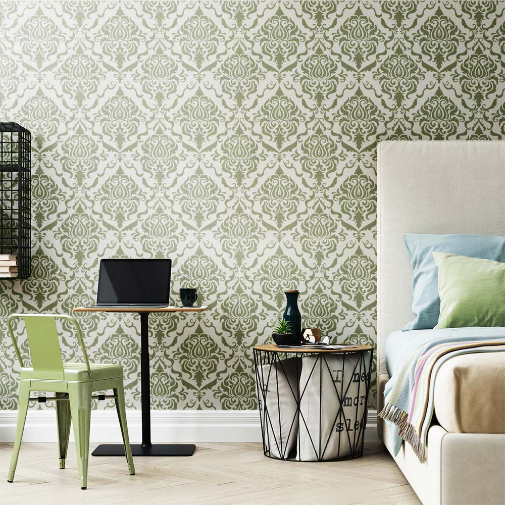 Luxury damask wall pattern stencil