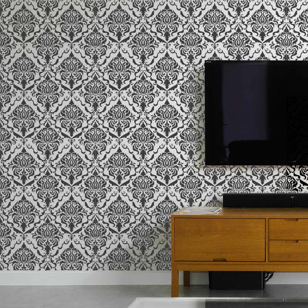 Luxury damask wall pattern stencil