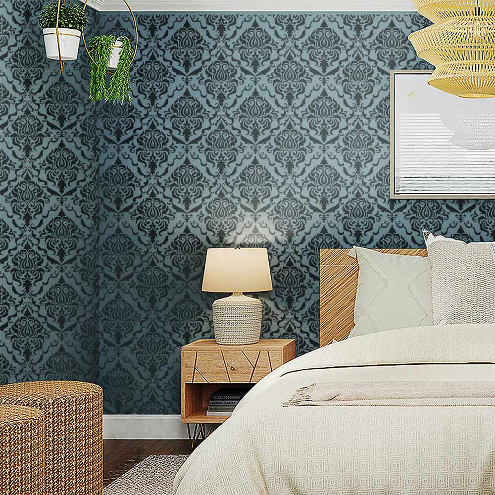 Luxury damask wall pattern stencil