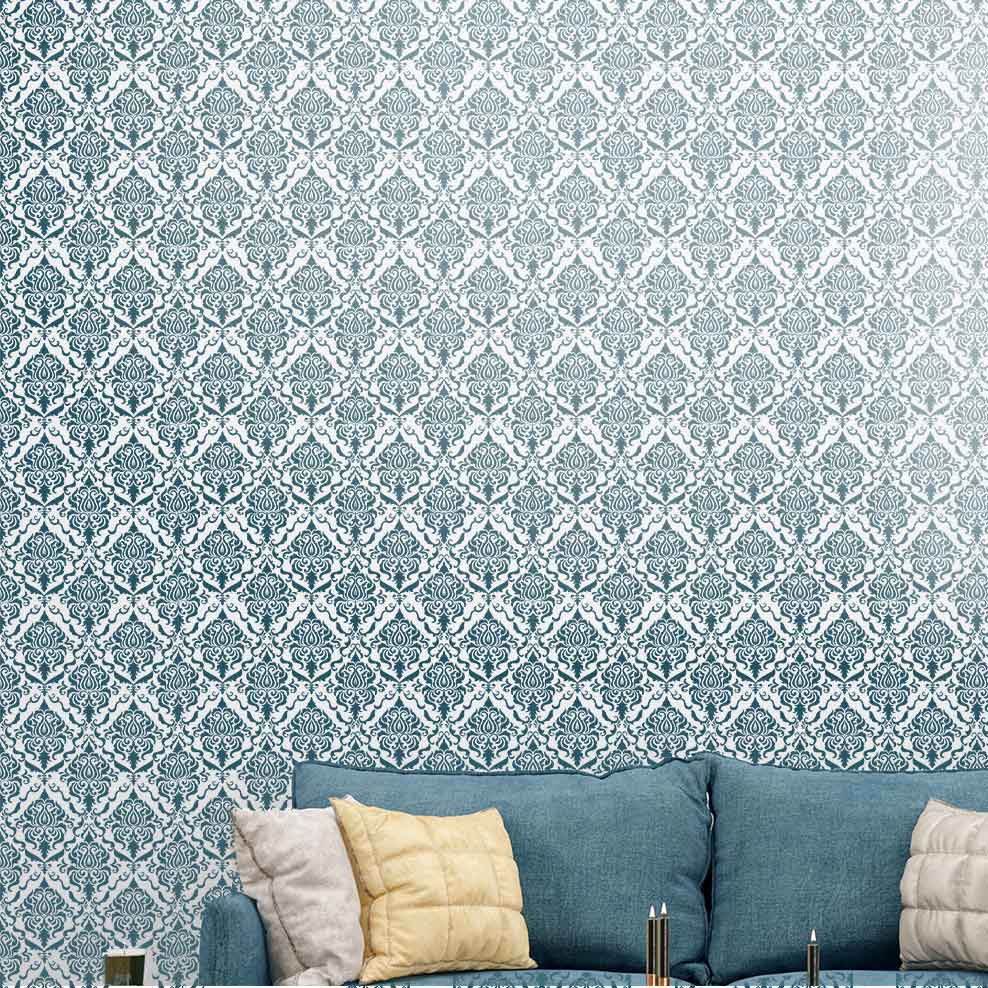 Luxury damask wall pattern stencil