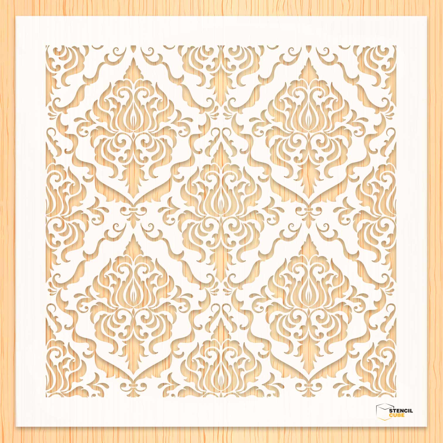 Luxury damask wall pattern stencil