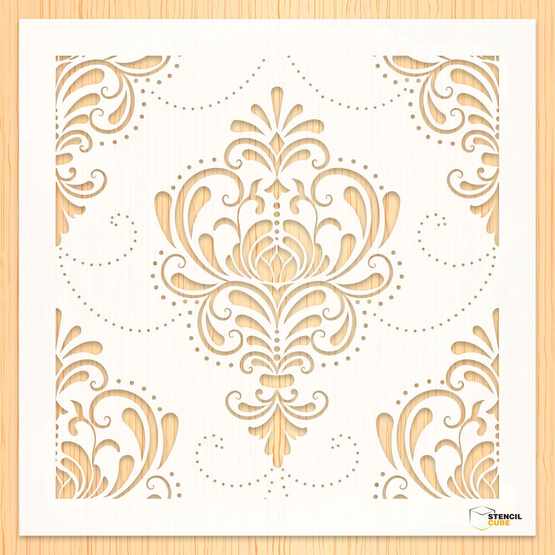 Luxury victorian wall pattern stencil