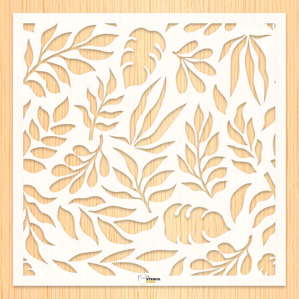 Random leaves pattern stencil – Stencilcube