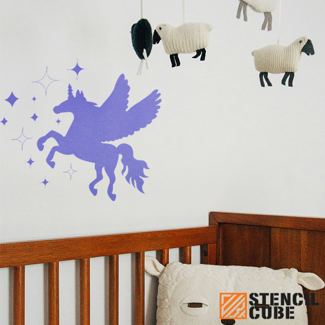 Unicorn Pegasus Horse with Twenkles Stencil